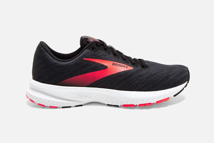 Womens Brooks Launch 7 Road Shoes Ebony/Black/Coral | 980672-KWZ